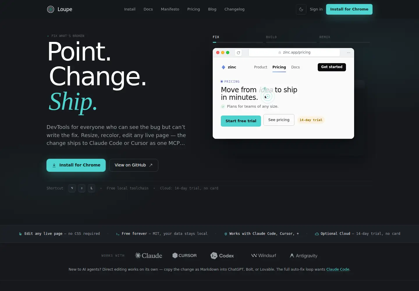 Screenshot of useloupe.dev