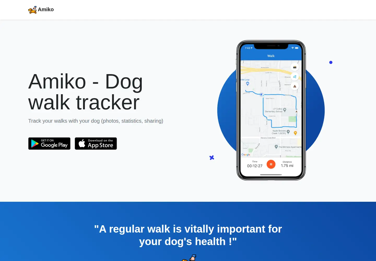Captured homepage of amiko.dog in the current scan