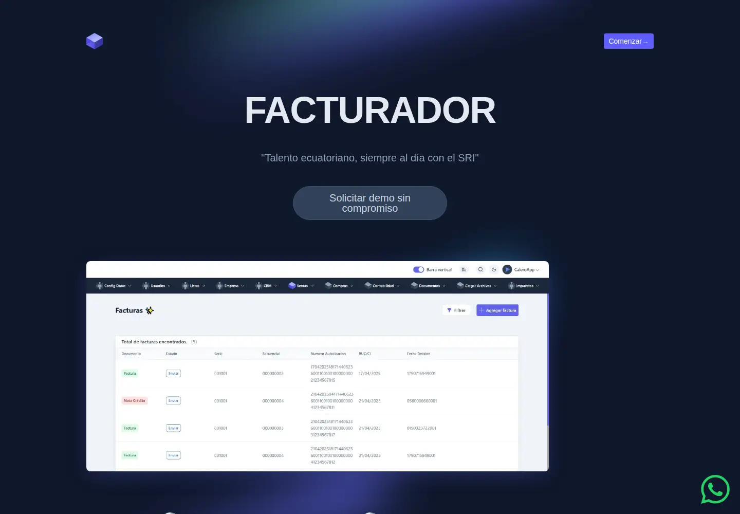 Screenshot of facturador.com.ec