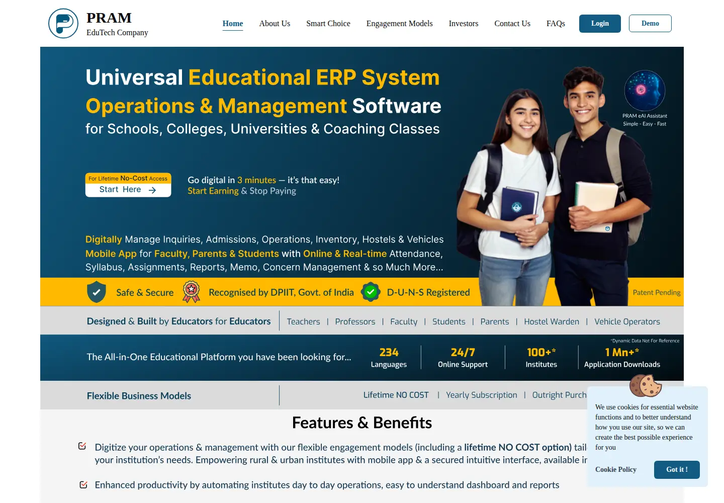 Captured homepage of pram.education in the current scan