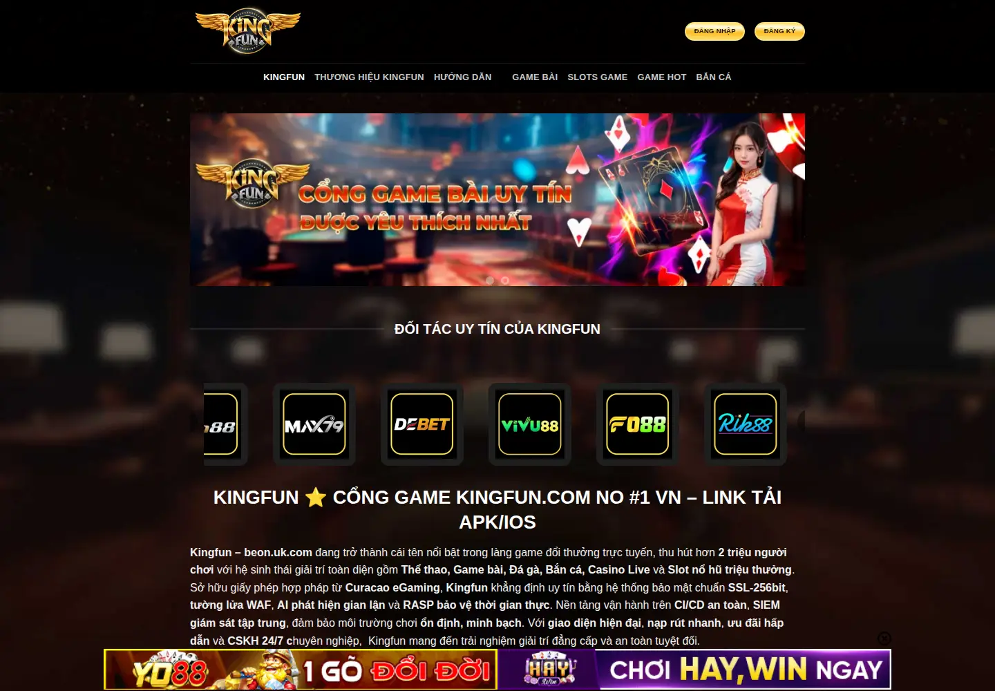 Captured homepage of kingfun.email in the current scan