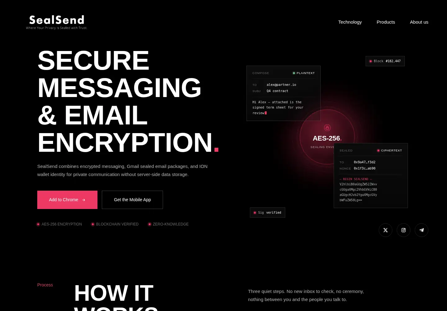Screenshot of sealsend.email