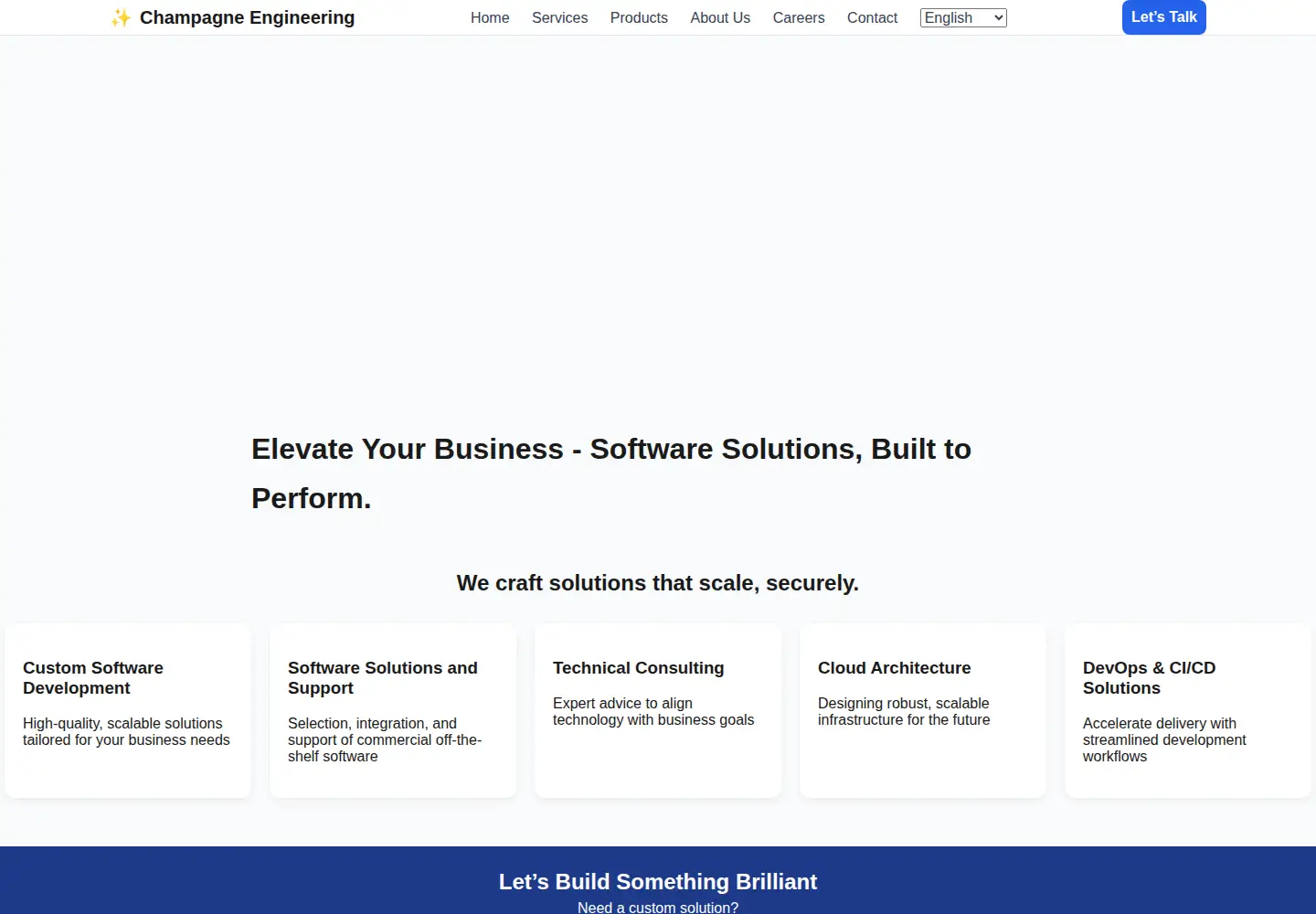 Captured homepage of champagne.engineering in the current scan