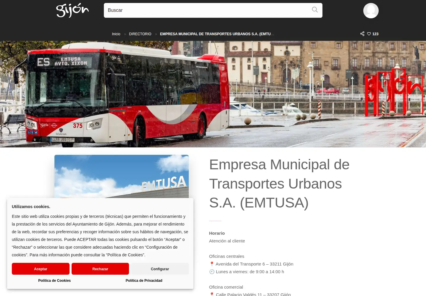 Captured homepage of busgijon.es in the current scan