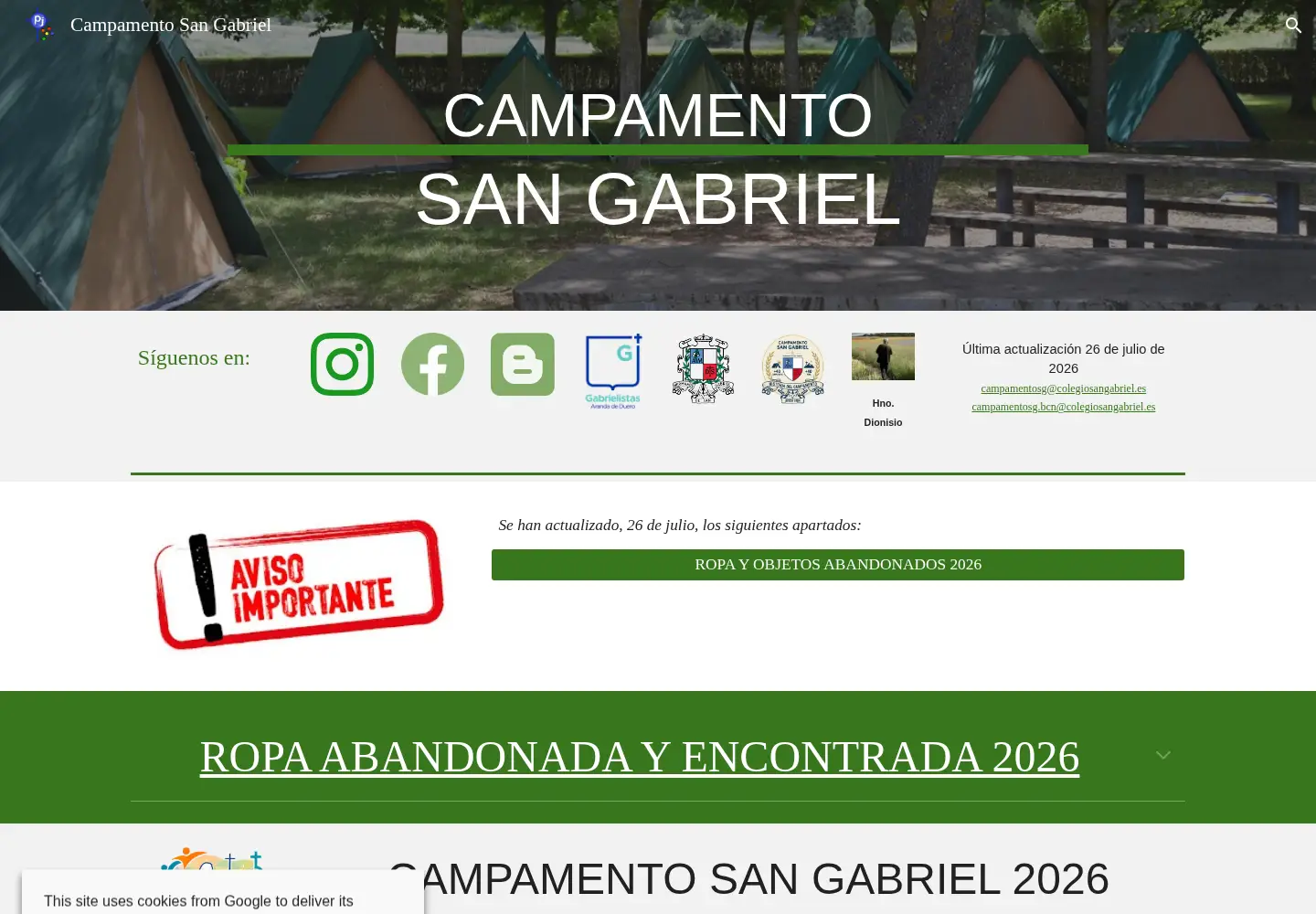 Screenshot of campamentosangabriel.es