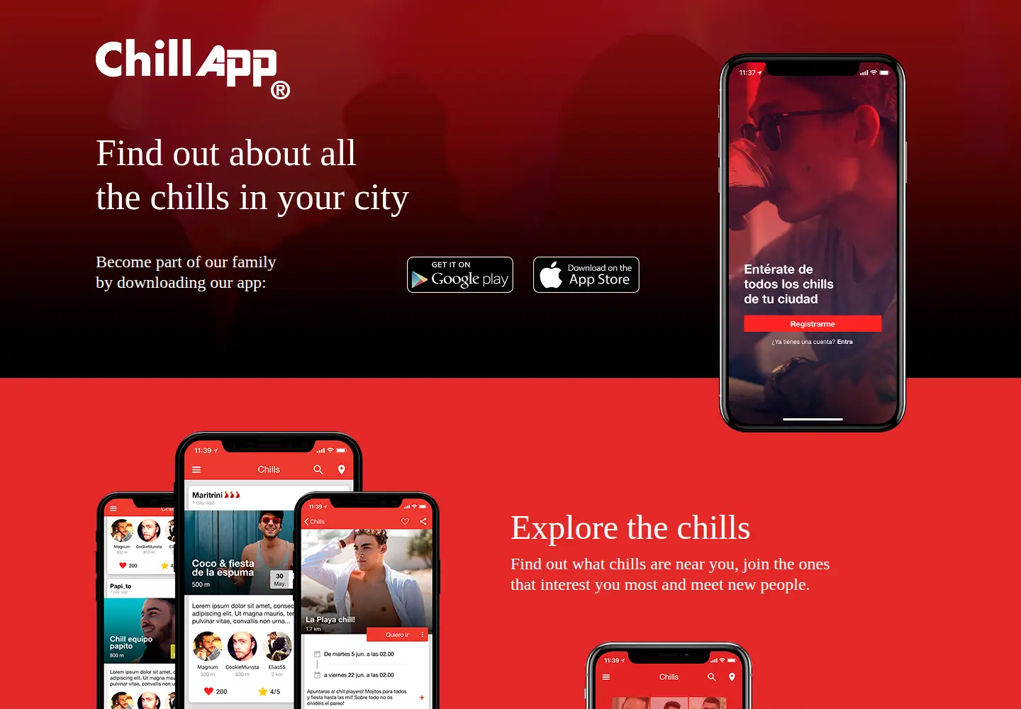 Captured homepage of chillapp.es in the current scan
