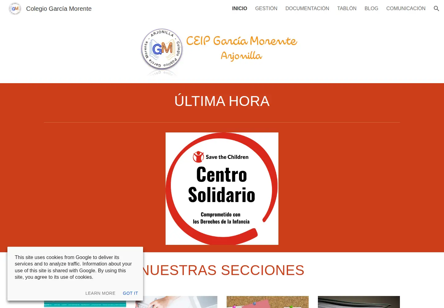 Screenshot of colegiogarciamorente.es