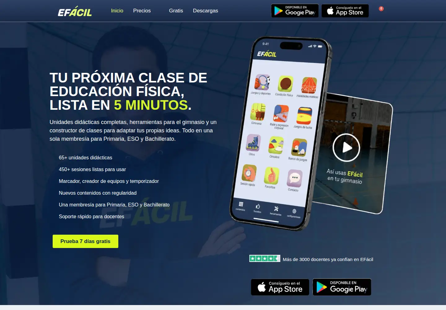 Captured homepage of efacil.es in the current scan