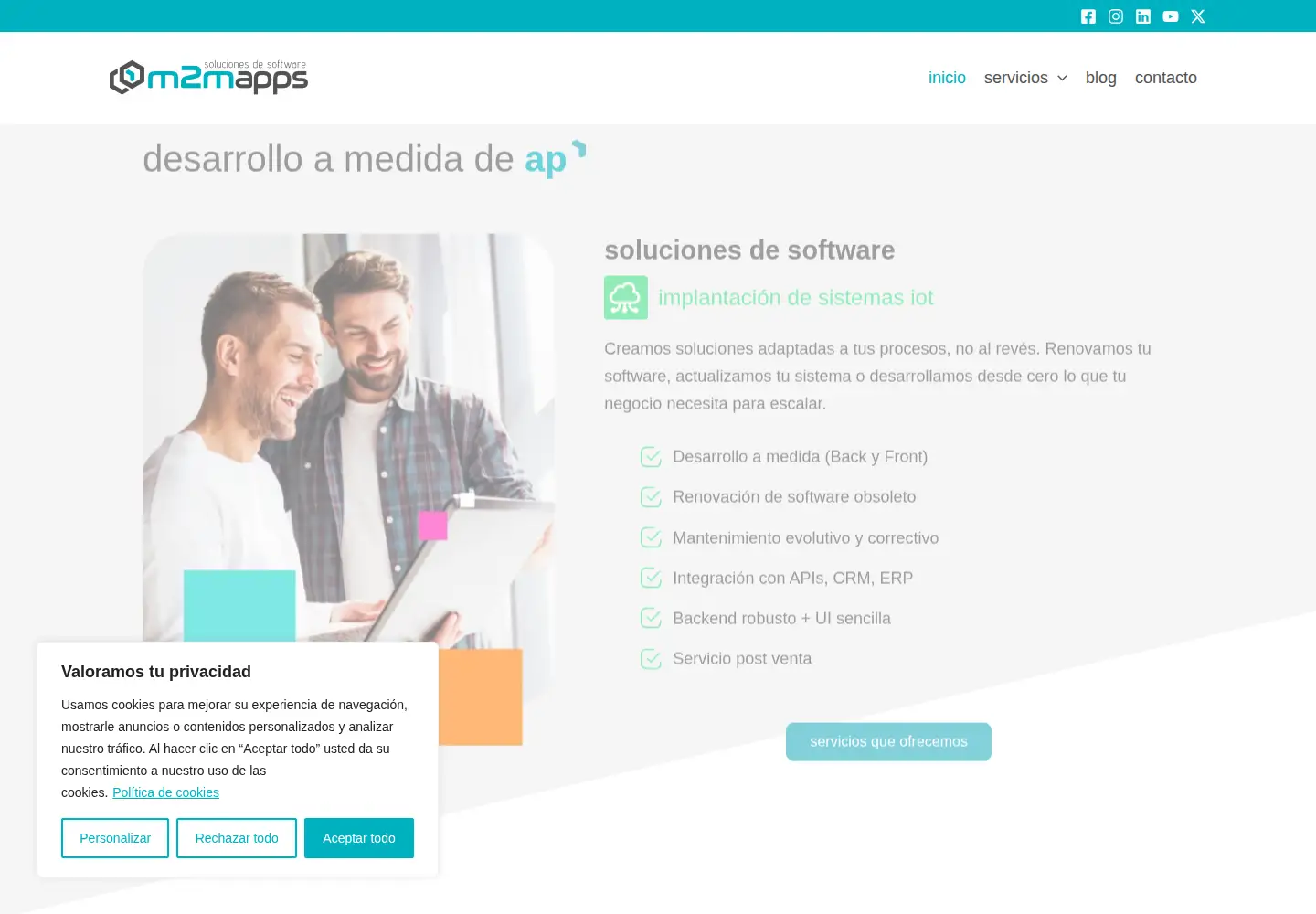 Captured homepage of m2maplicaciones.es in the current scan