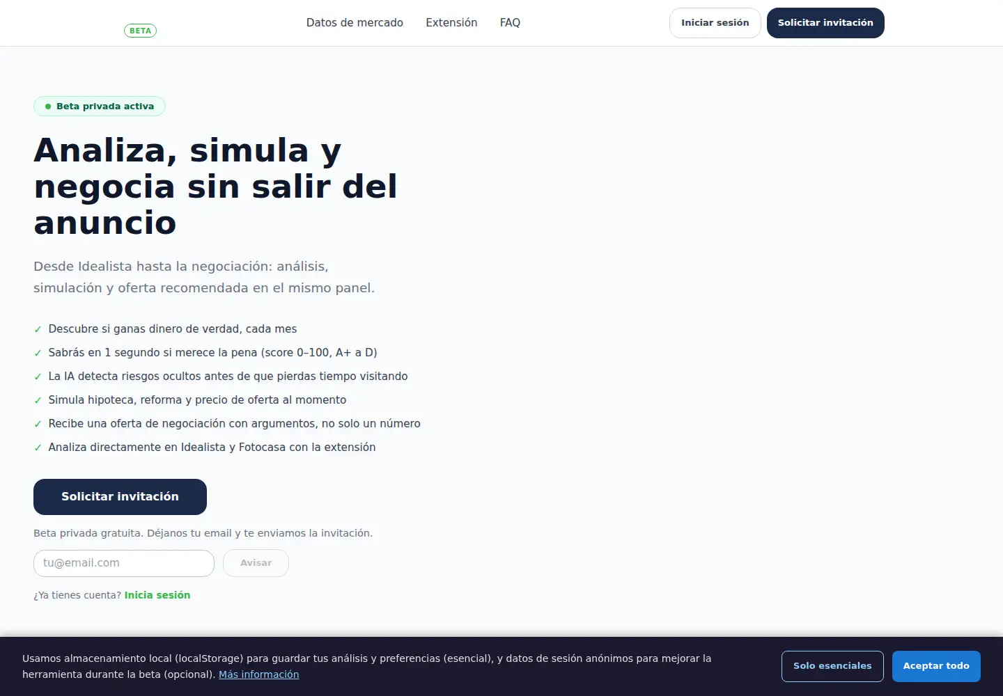 Captured homepage of mesurae.es in the current scan