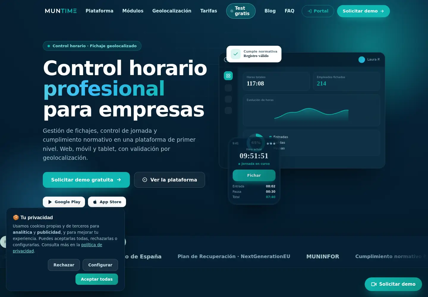 Screenshot of muntime.es