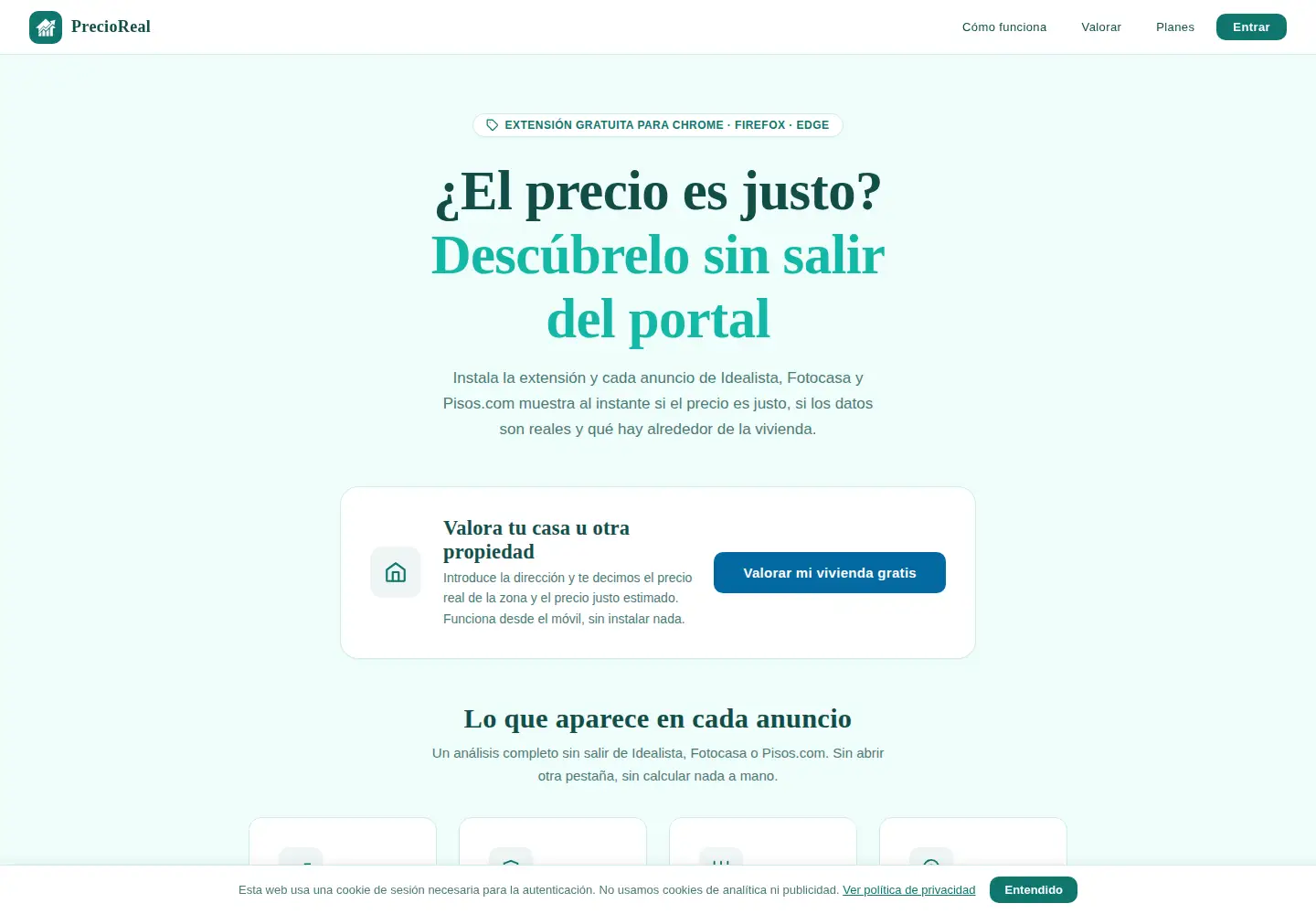 Captured homepage of precio-real.es in the current scan
