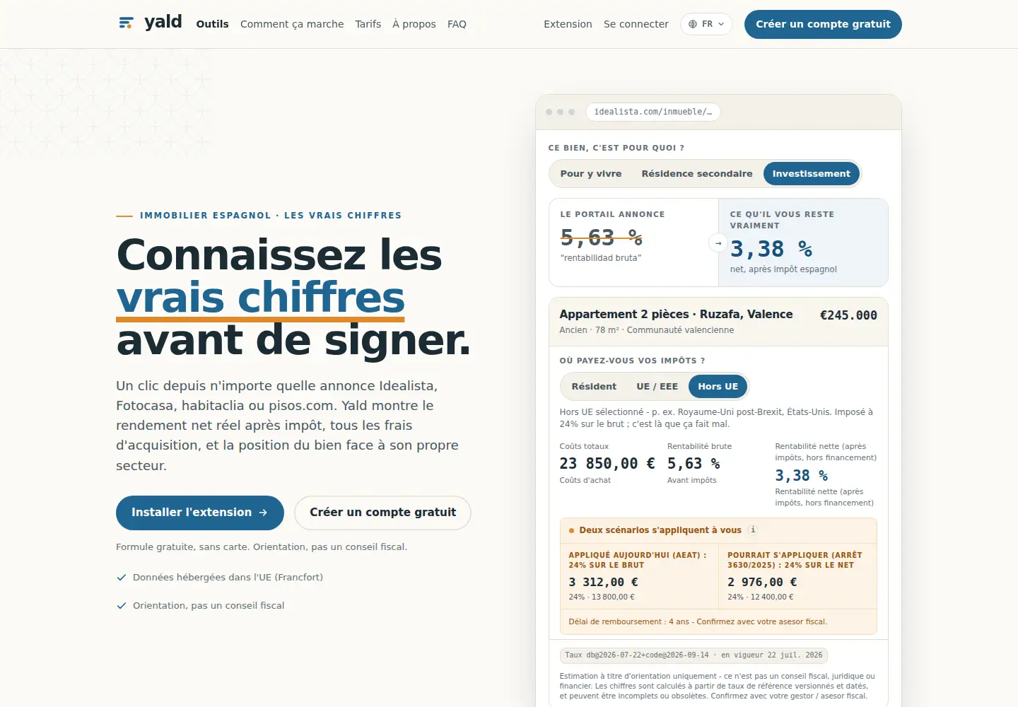 Captured homepage of yald.es in the current scan