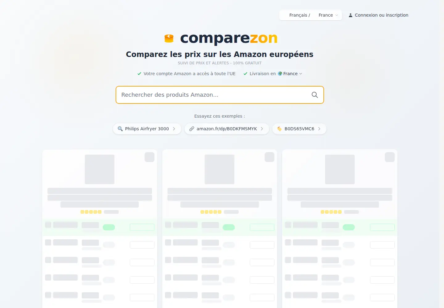 Captured homepage of comparezon.eu in the current scan