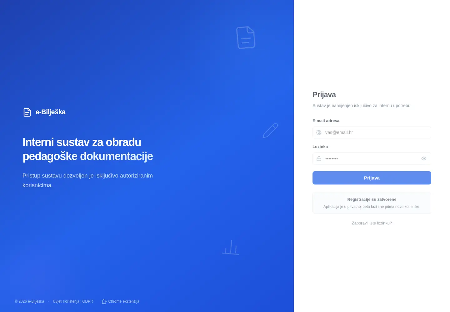 Screenshot of e-biljeska.eu