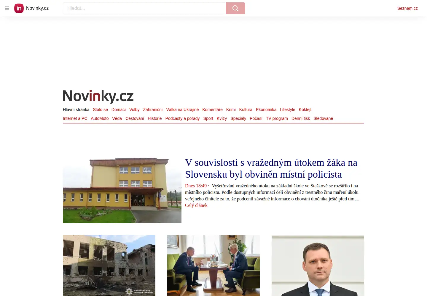 Screenshot of novinky.cz
