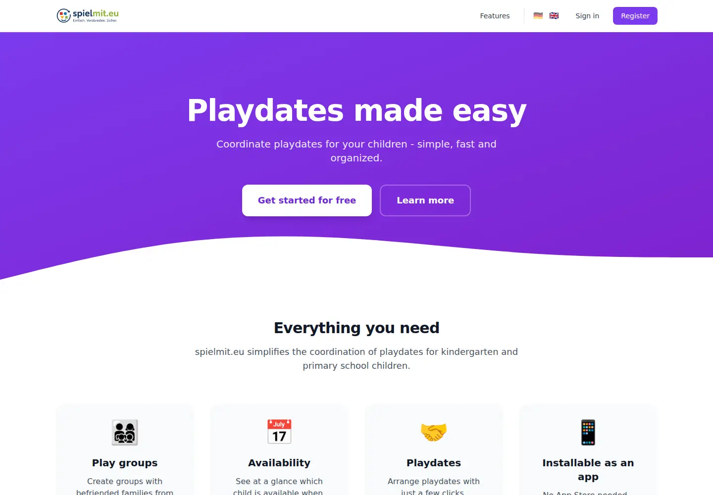 Screenshot of spielmit.eu