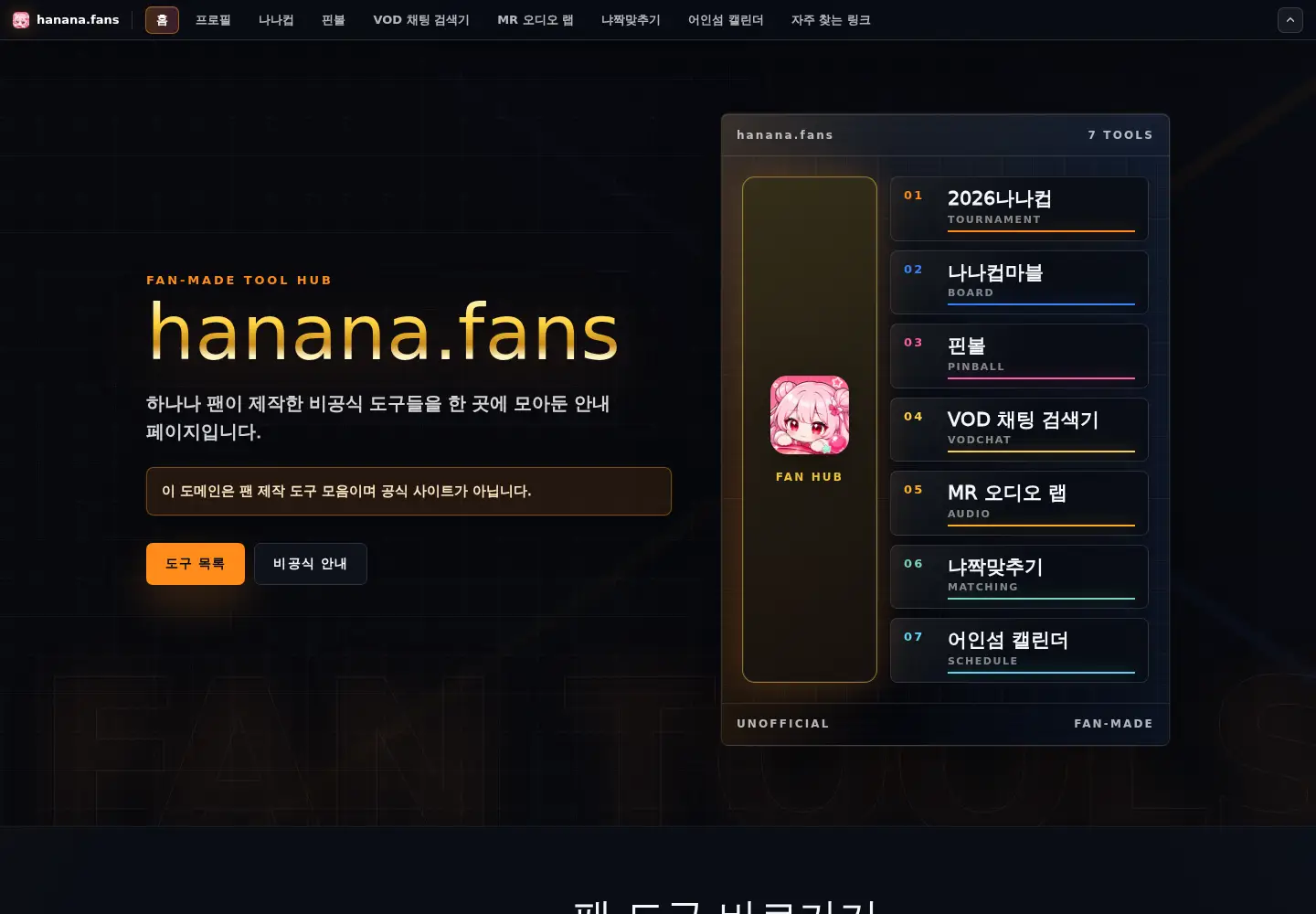 Captured homepage of hanana.fans in the current scan