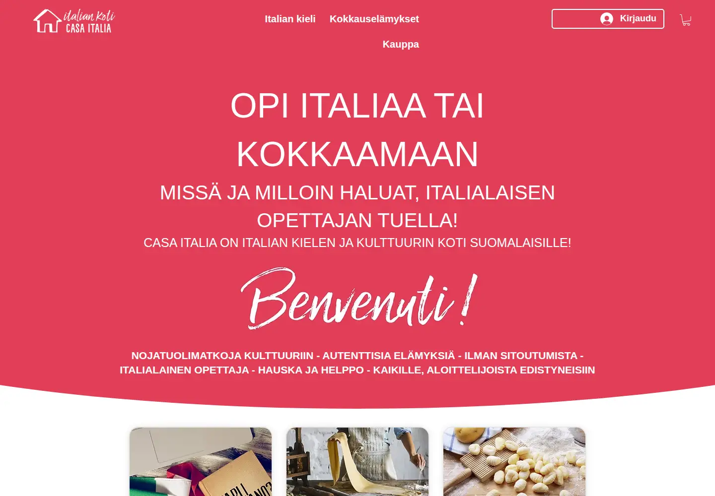 Captured homepage of italiankoti.fi in the current scan