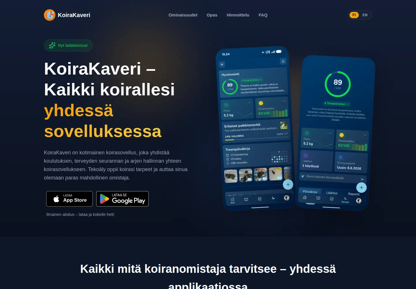 Screenshot of koirakaveri.fi