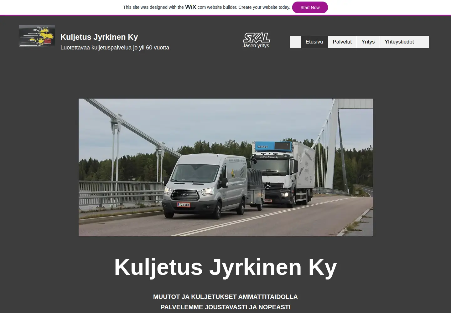 Captured homepage of kuljetusjyrkinen.fi in the current scan