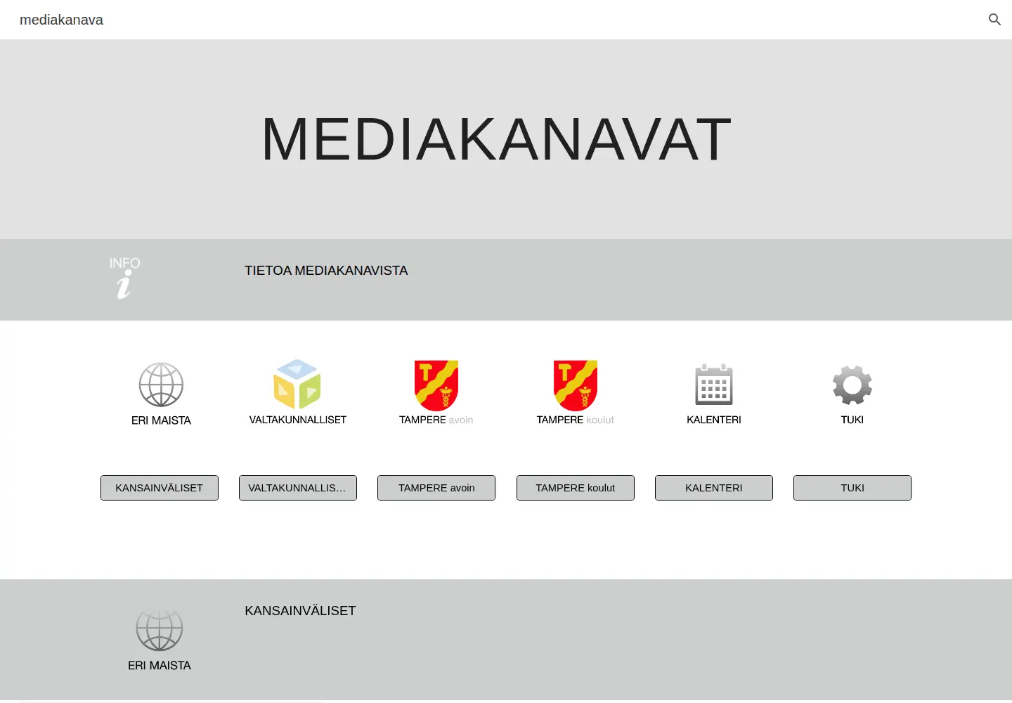 Captured homepage of mediakanava.fi in the current scan