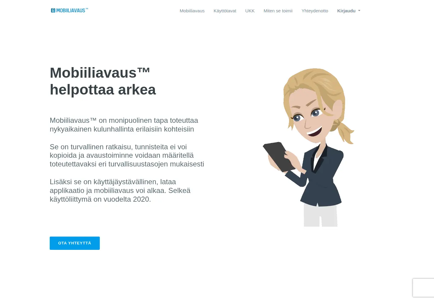 Captured homepage of mobiiliavaus.fi in the current scan