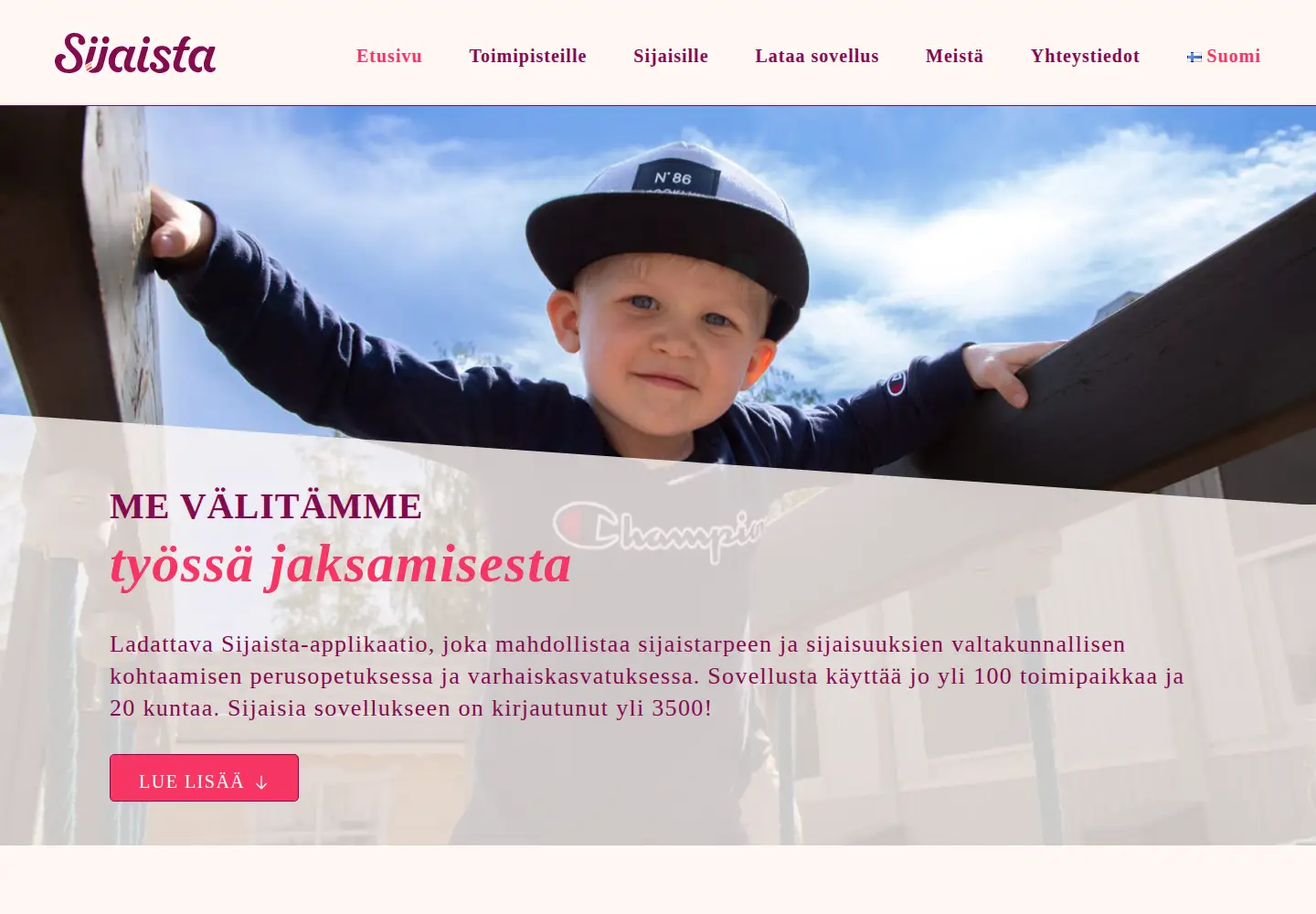 Captured homepage of sijaista.fi in the current scan