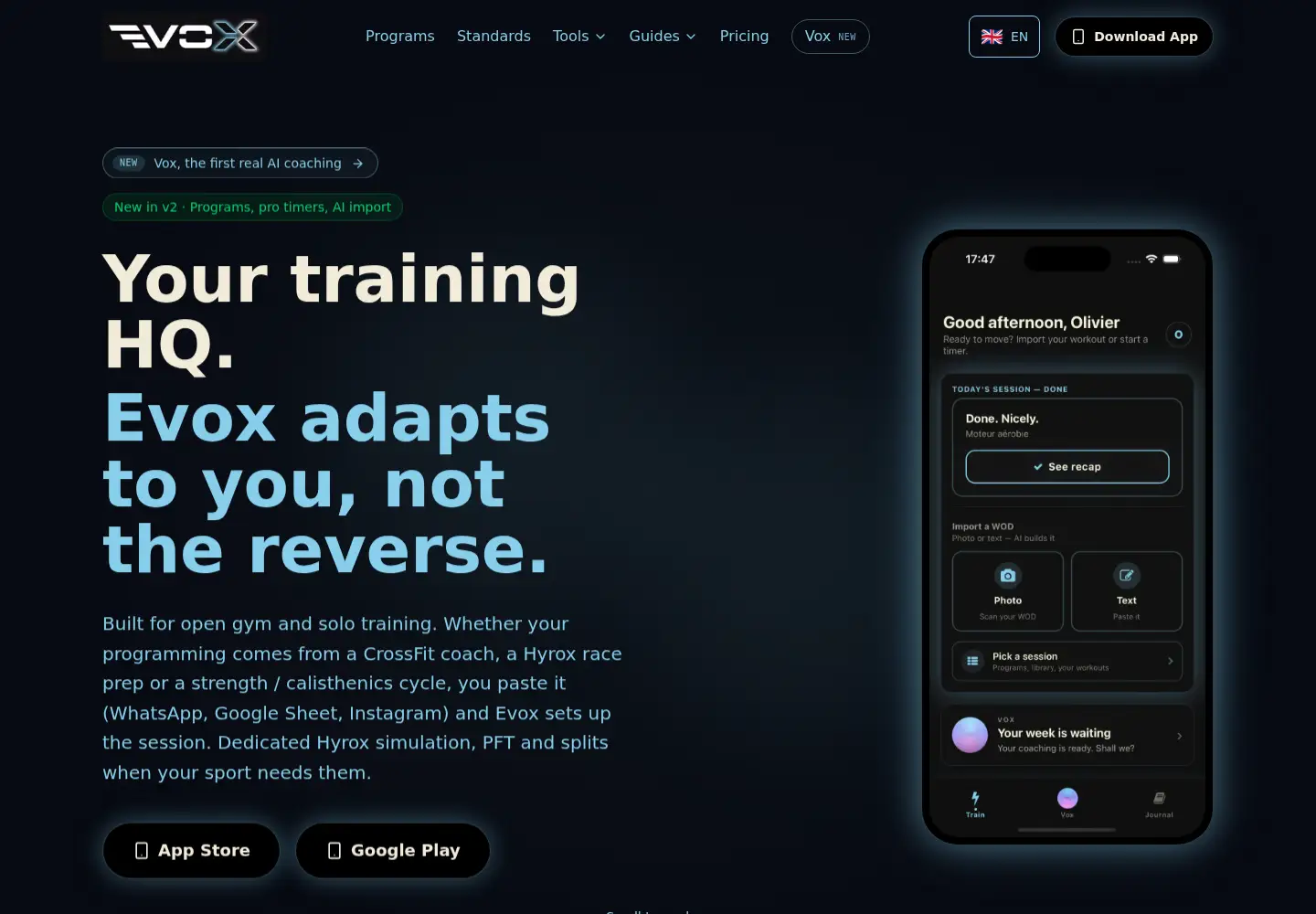 Screenshot of getevox.fit