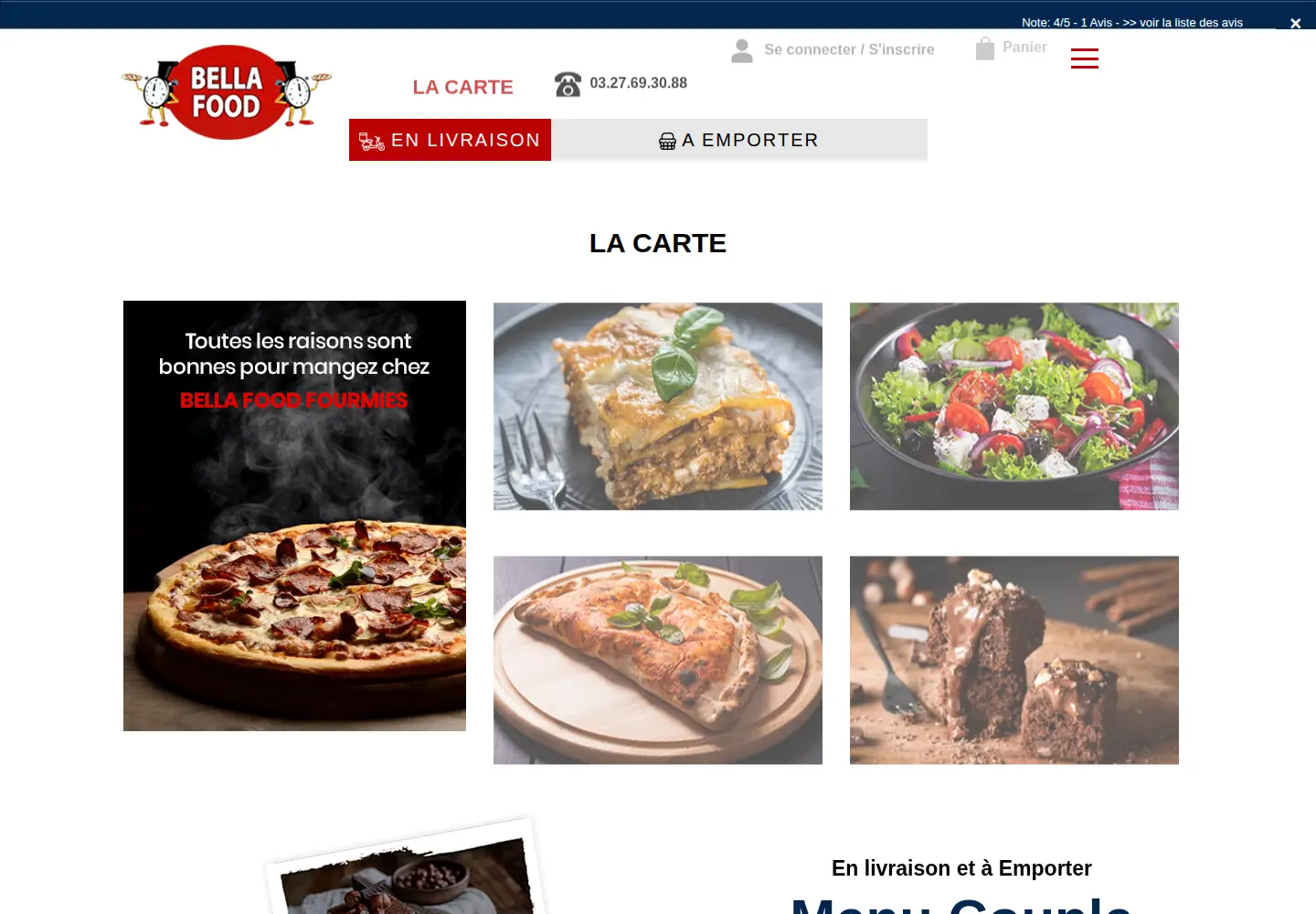 Captured homepage of bellafood.fr in the current scan