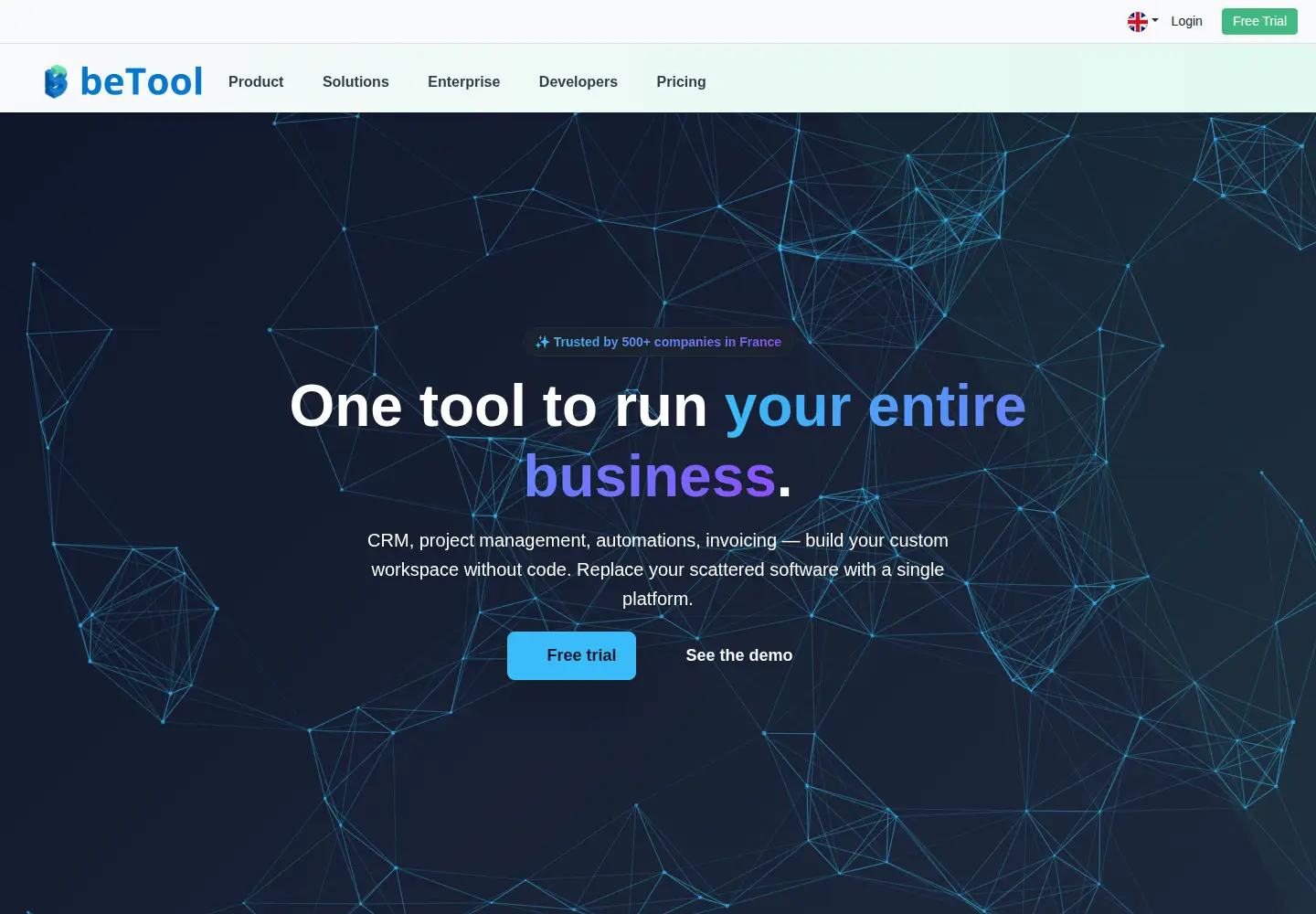 Captured homepage of betool.fr in the current scan