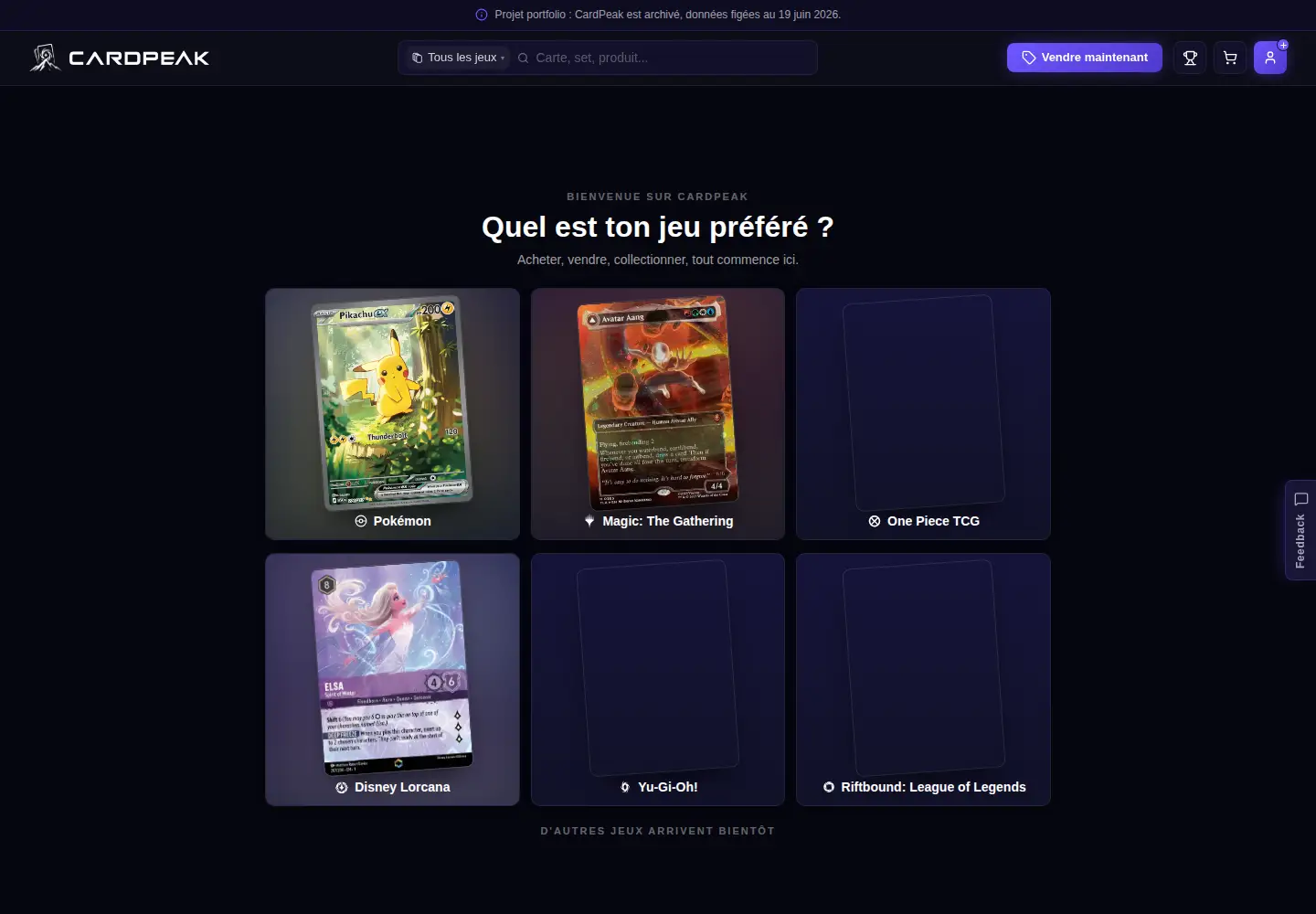 Screenshot of cardpeak.fr