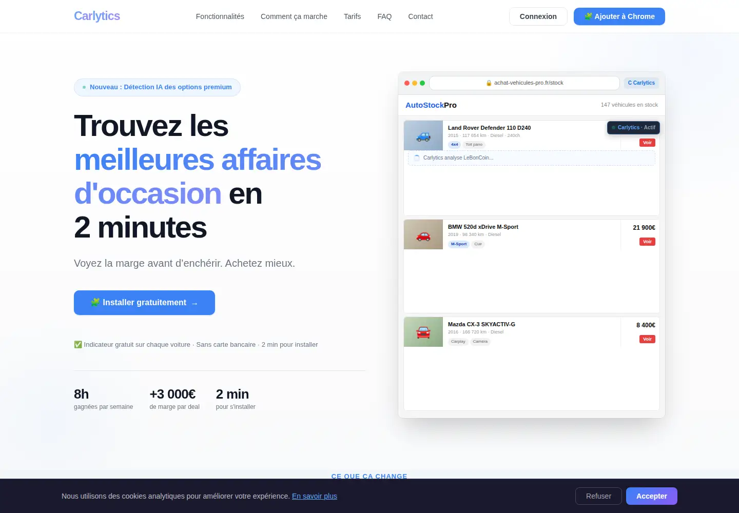 Captured homepage of carlytics.fr in the current scan