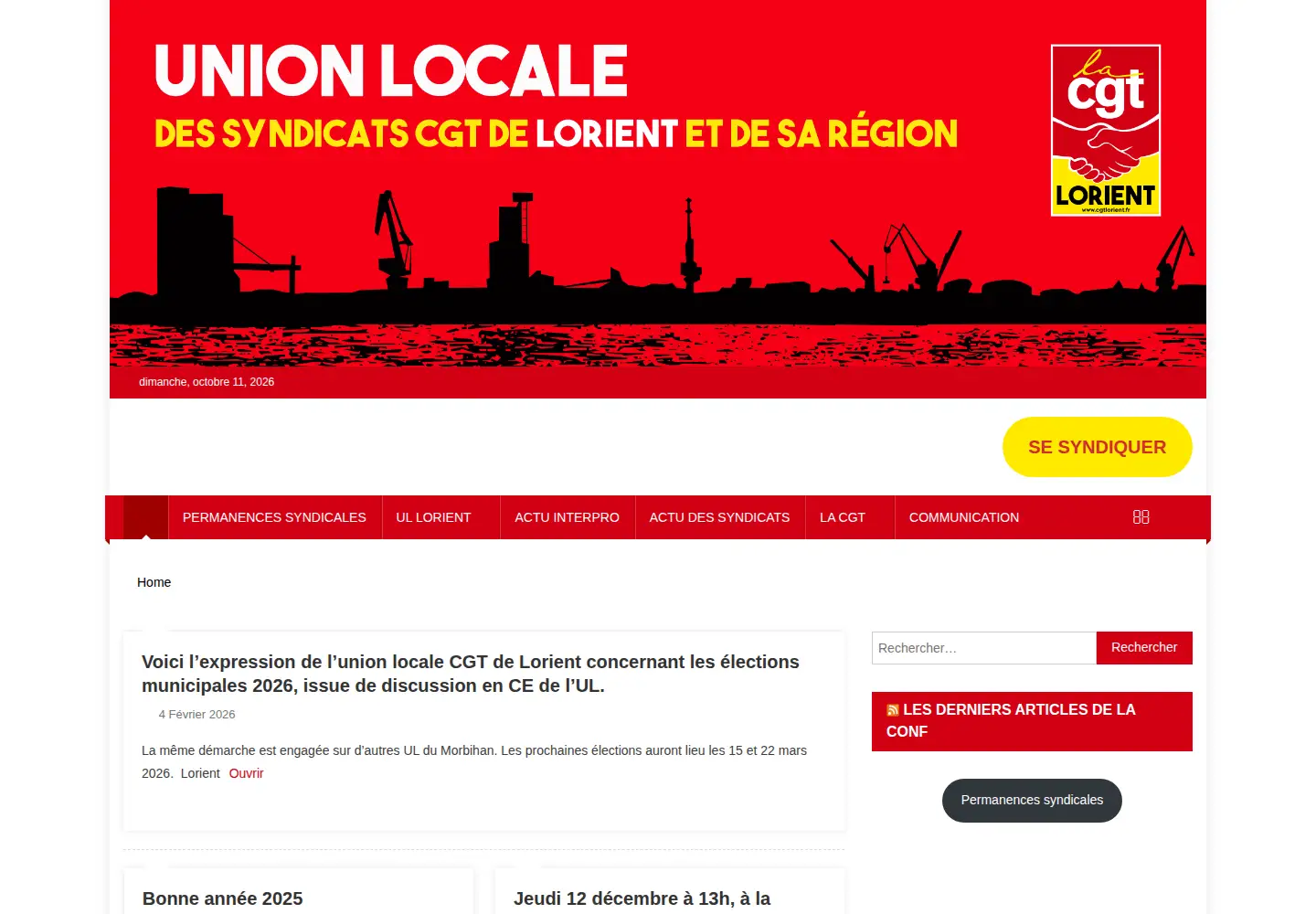 Captured homepage of cgtlorient.fr in the current scan