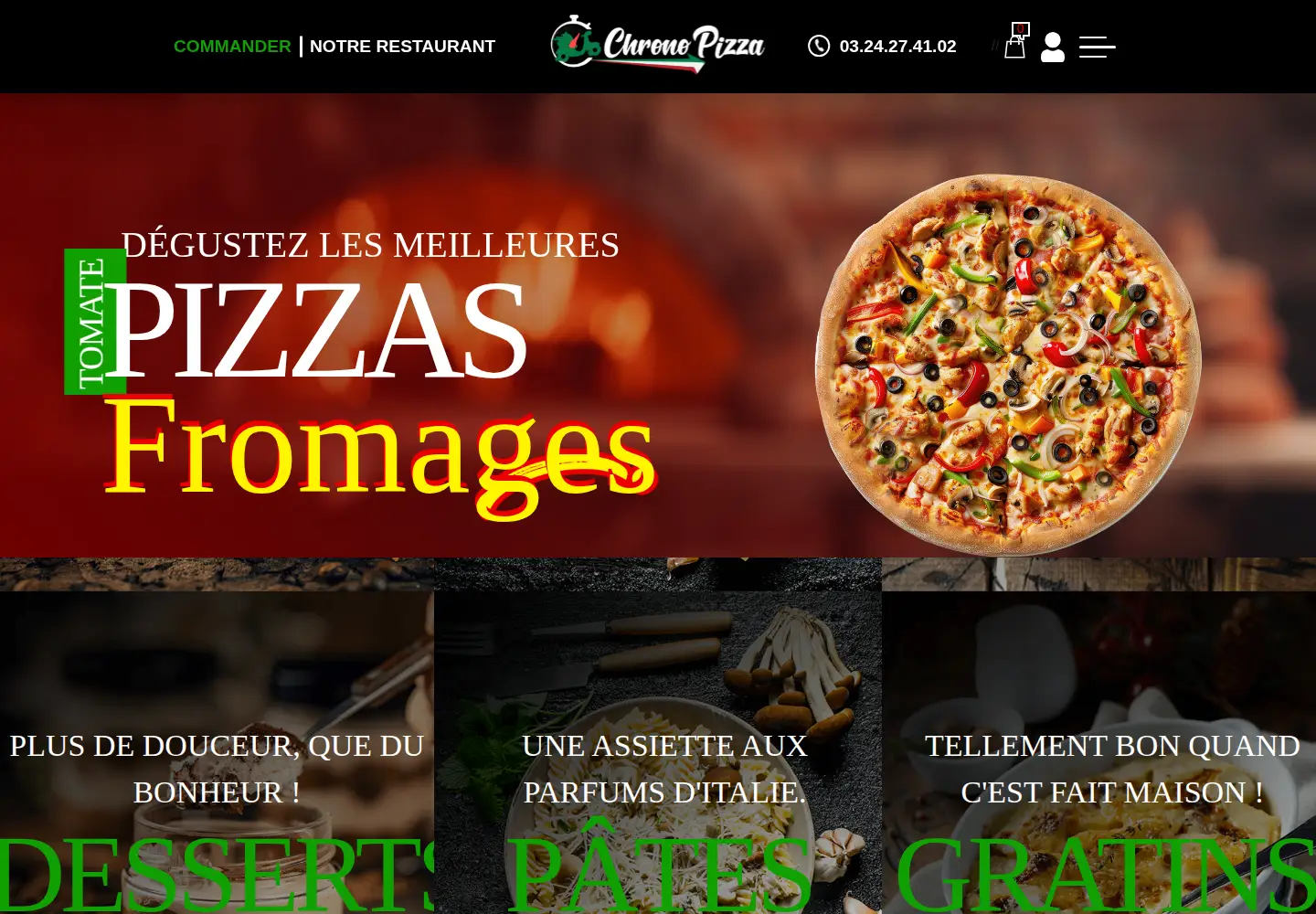 Captured homepage of chronopizza08.fr in the current scan