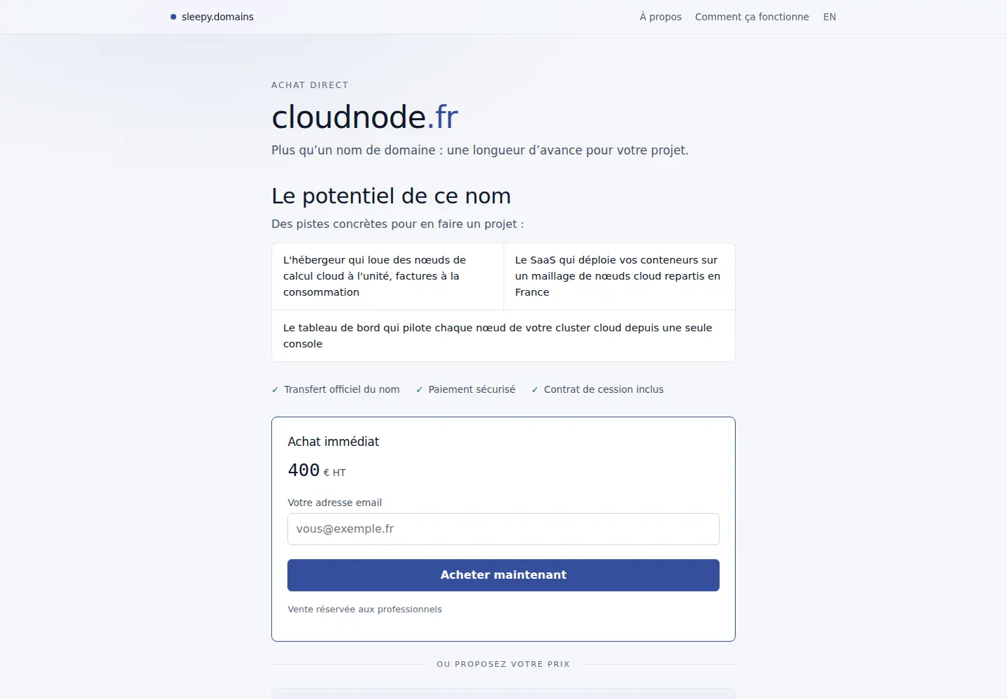 Captured homepage of cloudnode.fr in the current scan