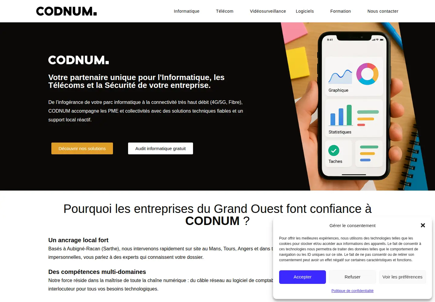 Captured homepage of codnum.fr in the current scan