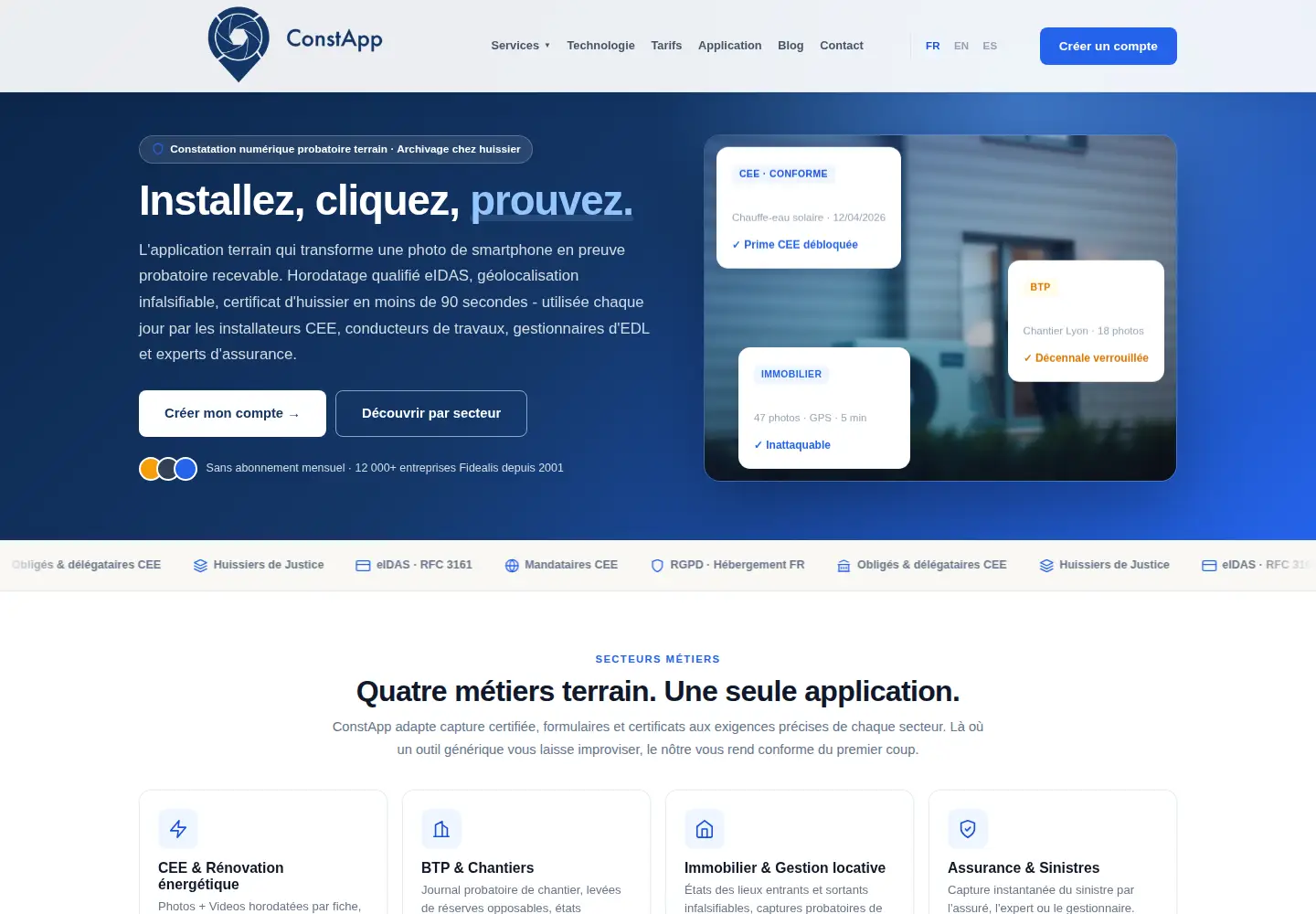 Captured homepage of constapp.fr in the current scan