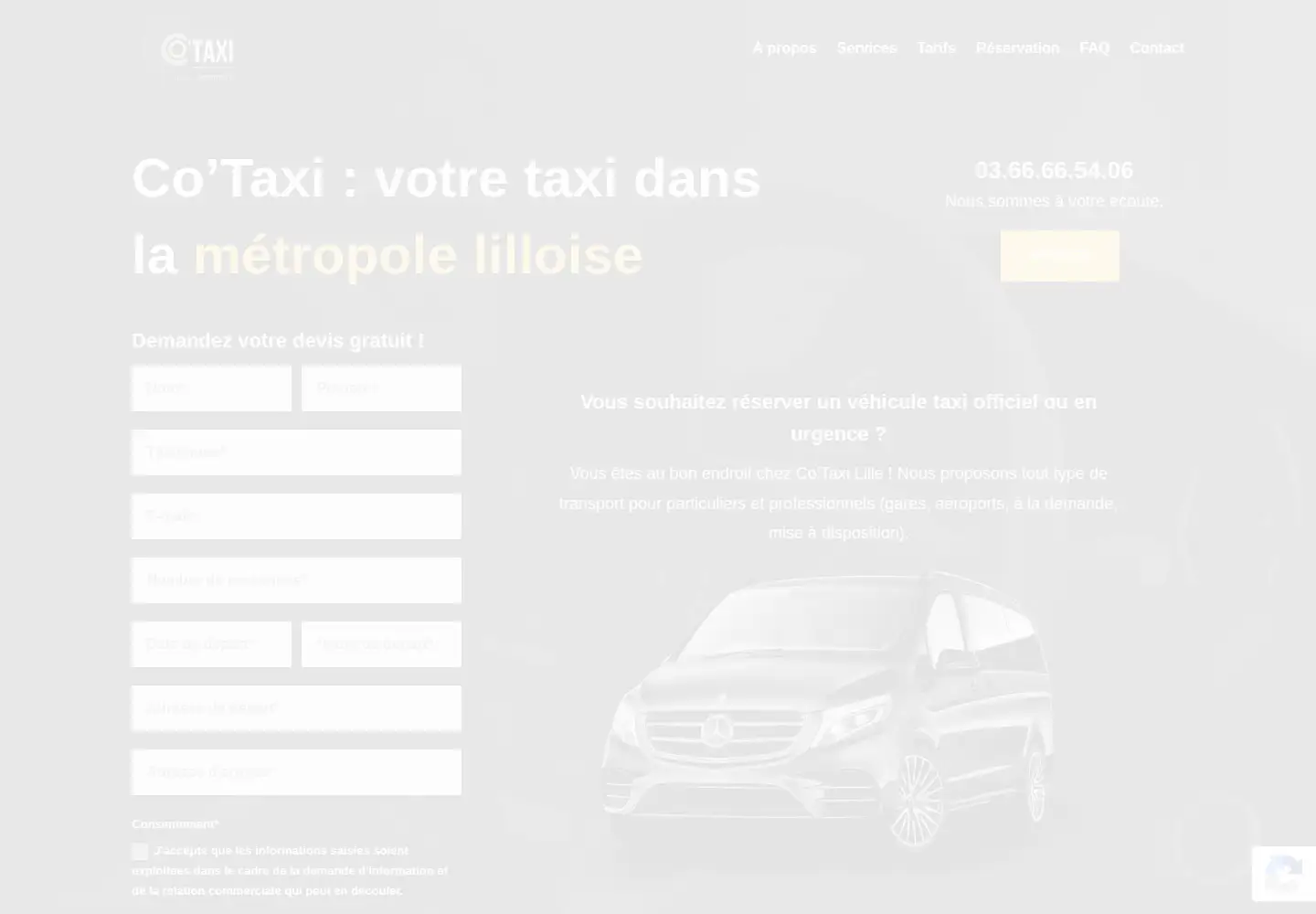 Captured homepage of cotaxi-lille.fr in the current scan