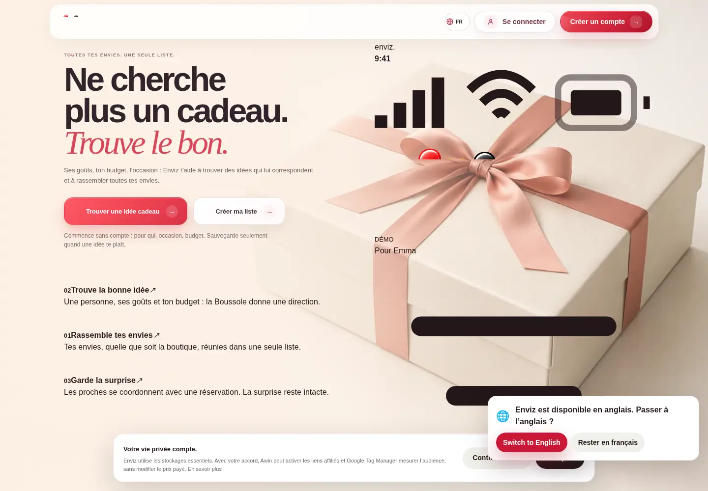 Screenshot of enviz.fr