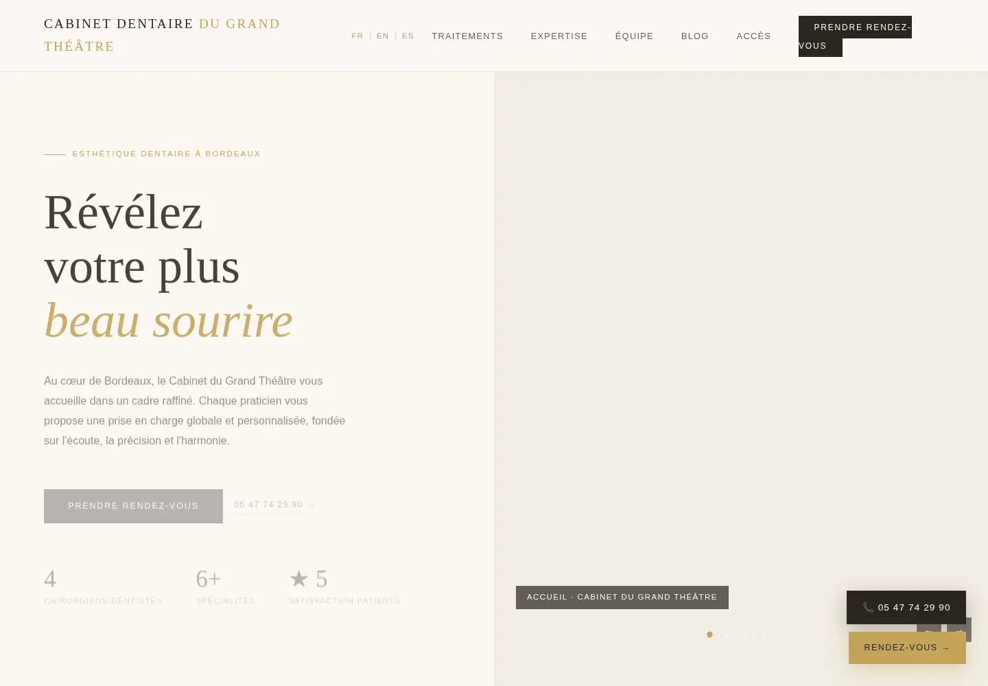 Captured homepage of esthetiquedentaire.fr in the current scan