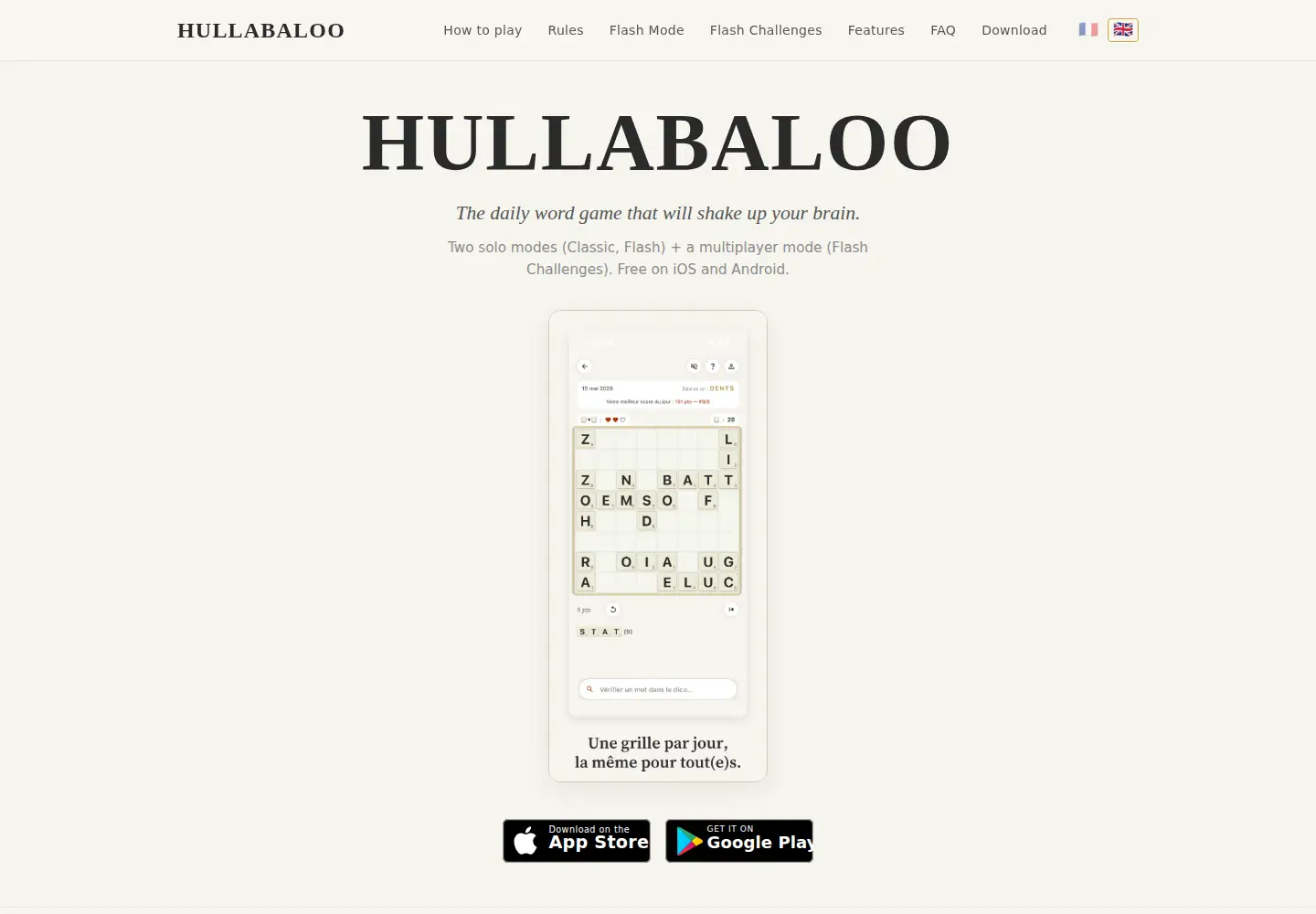 Captured homepage of hullabaloo.fr in the current scan