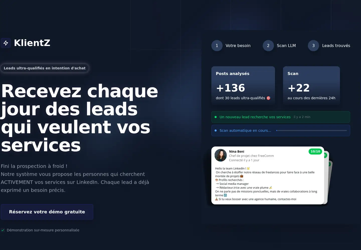 Captured homepage of klientz.fr in the current scan