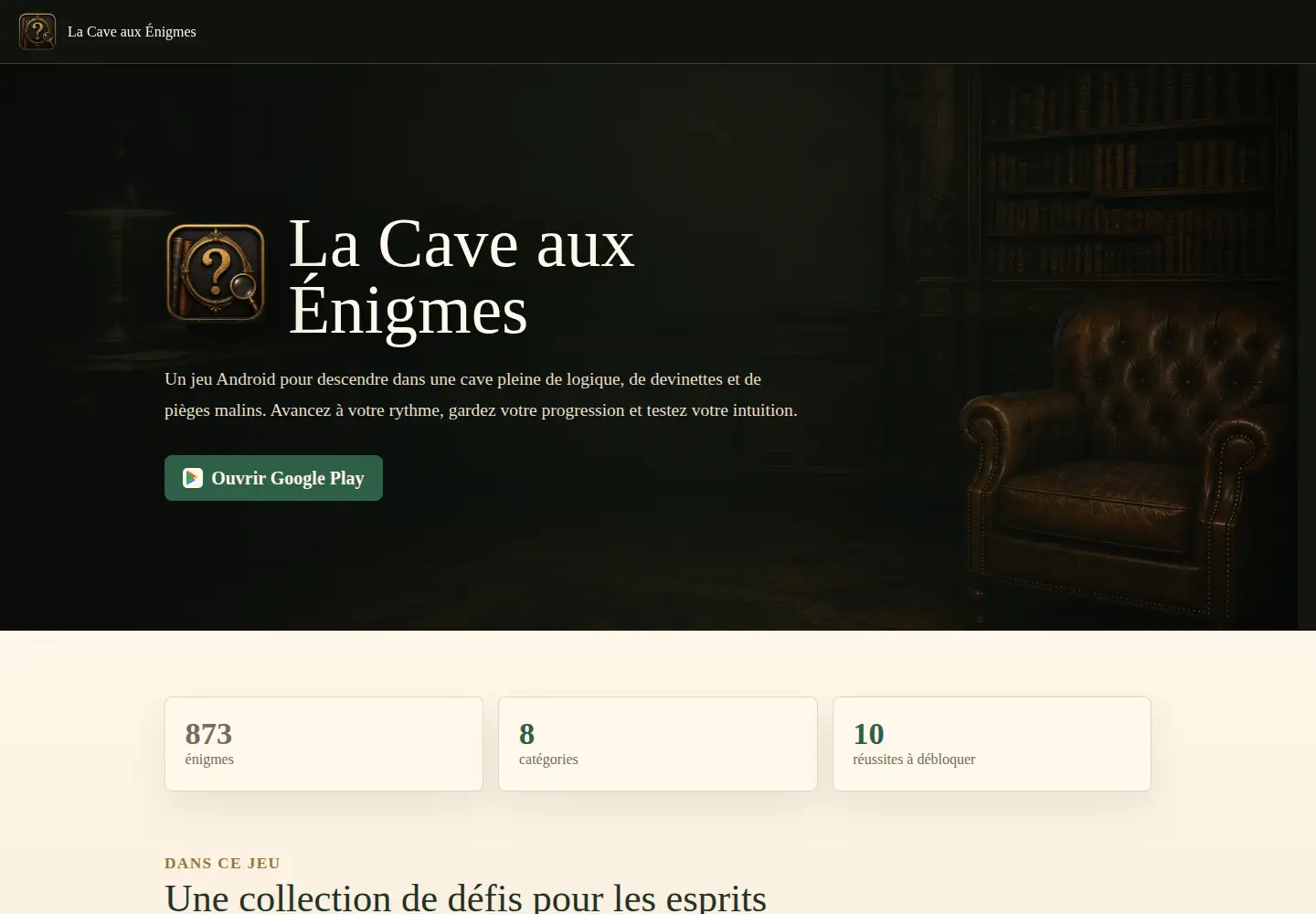 Captured homepage of lacaveauxenigmes.fr in the current scan