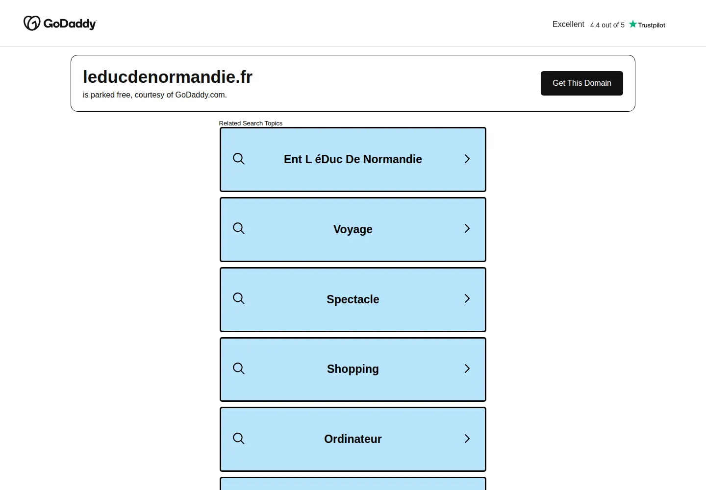 Captured homepage of leducdenormandie.fr in the current scan