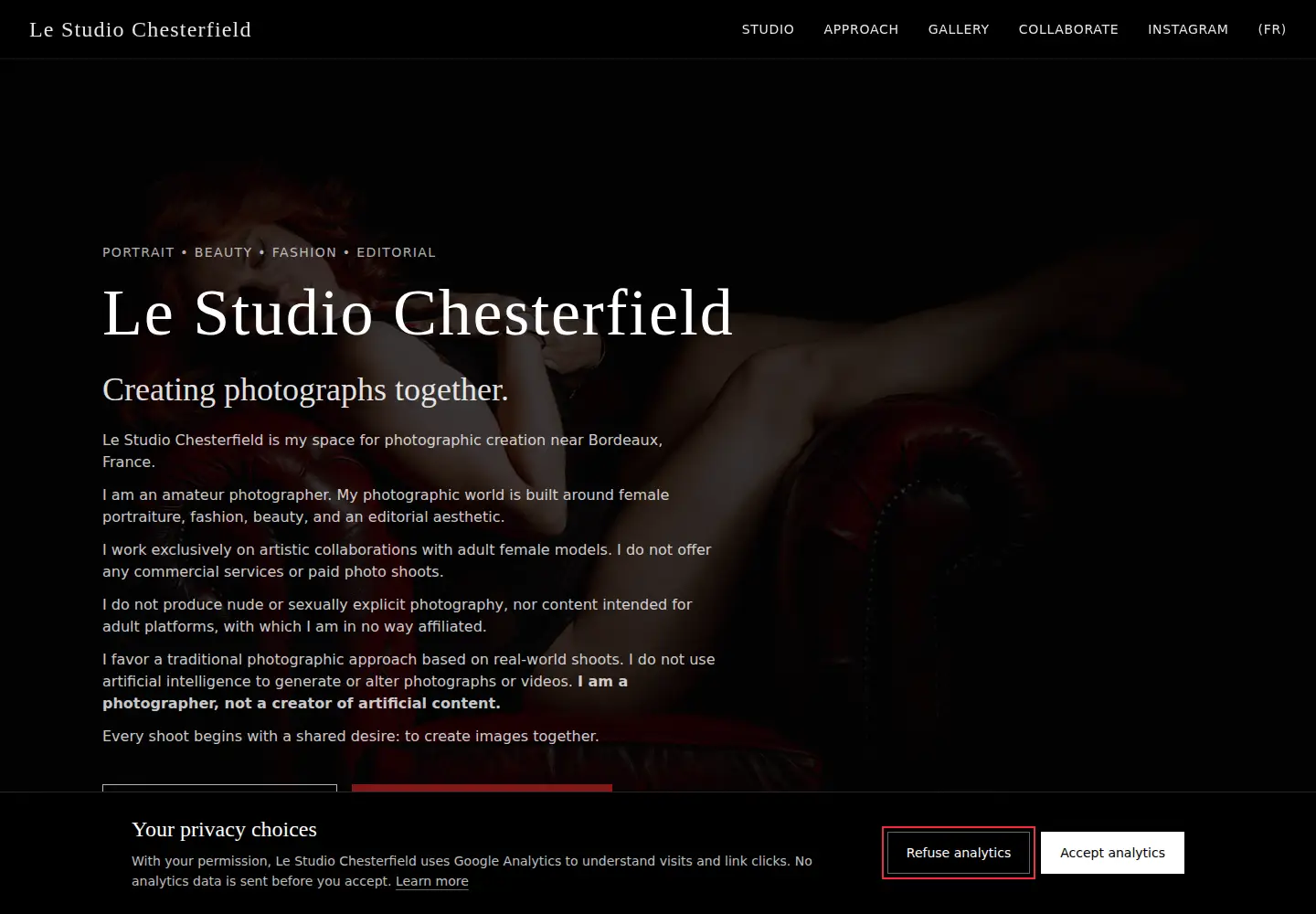 Screenshot of lestudiochesterfield.fr