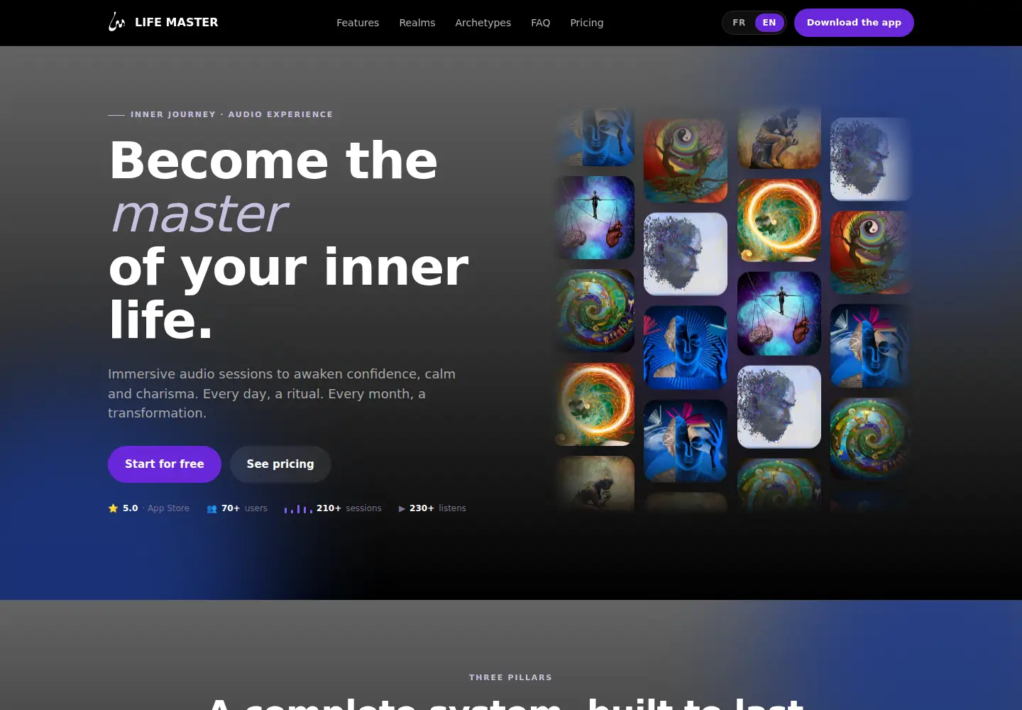 Captured homepage of life-master.fr in the current scan