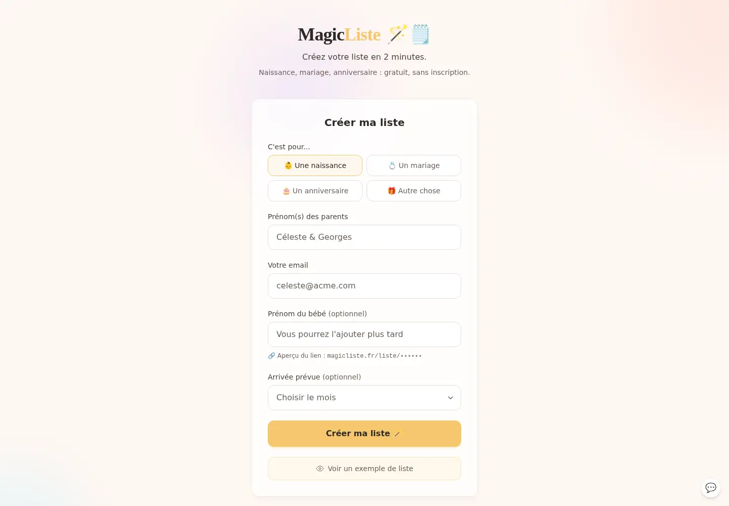 Screenshot of magicliste.fr