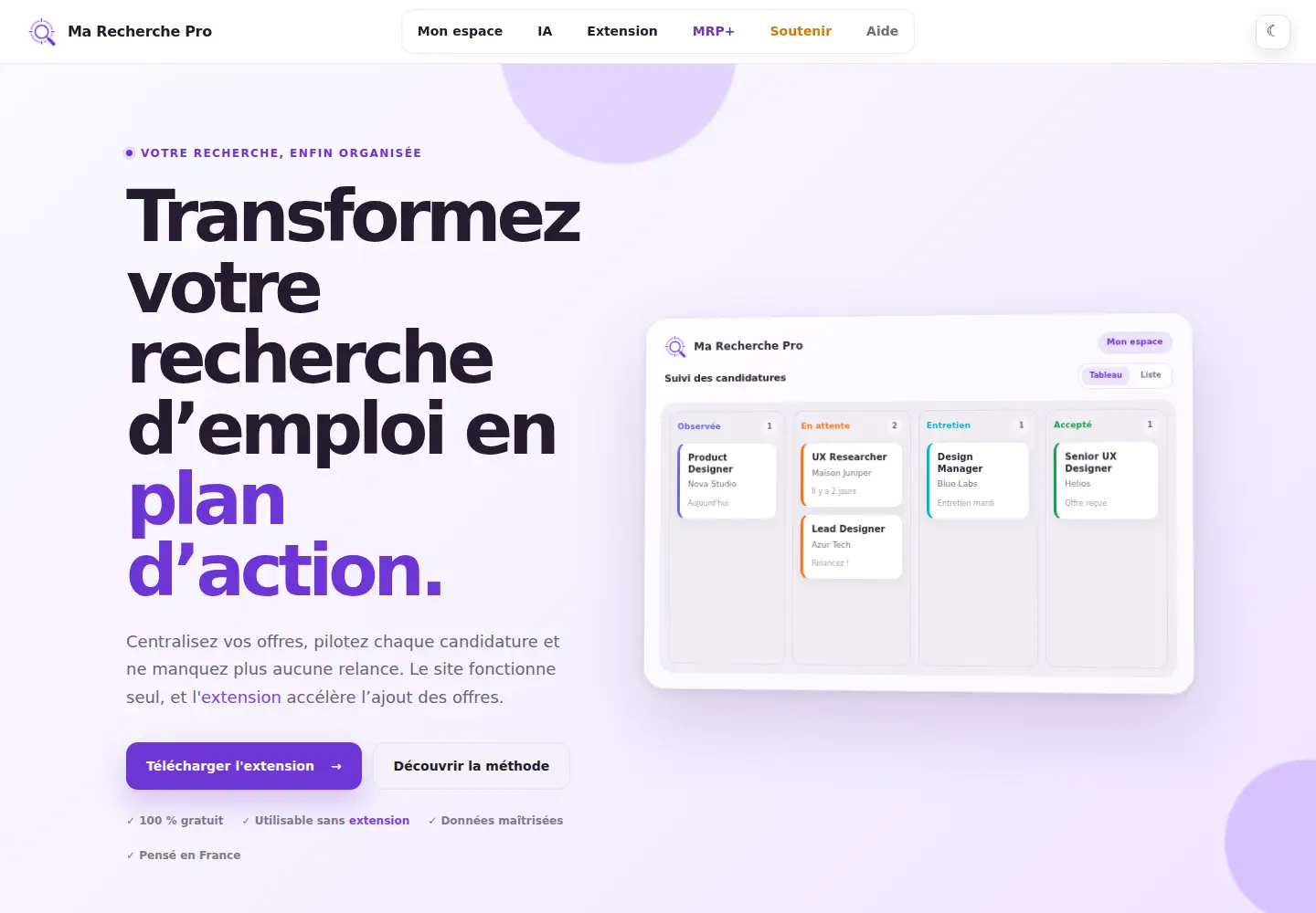 Screenshot of marecherchepro.fr