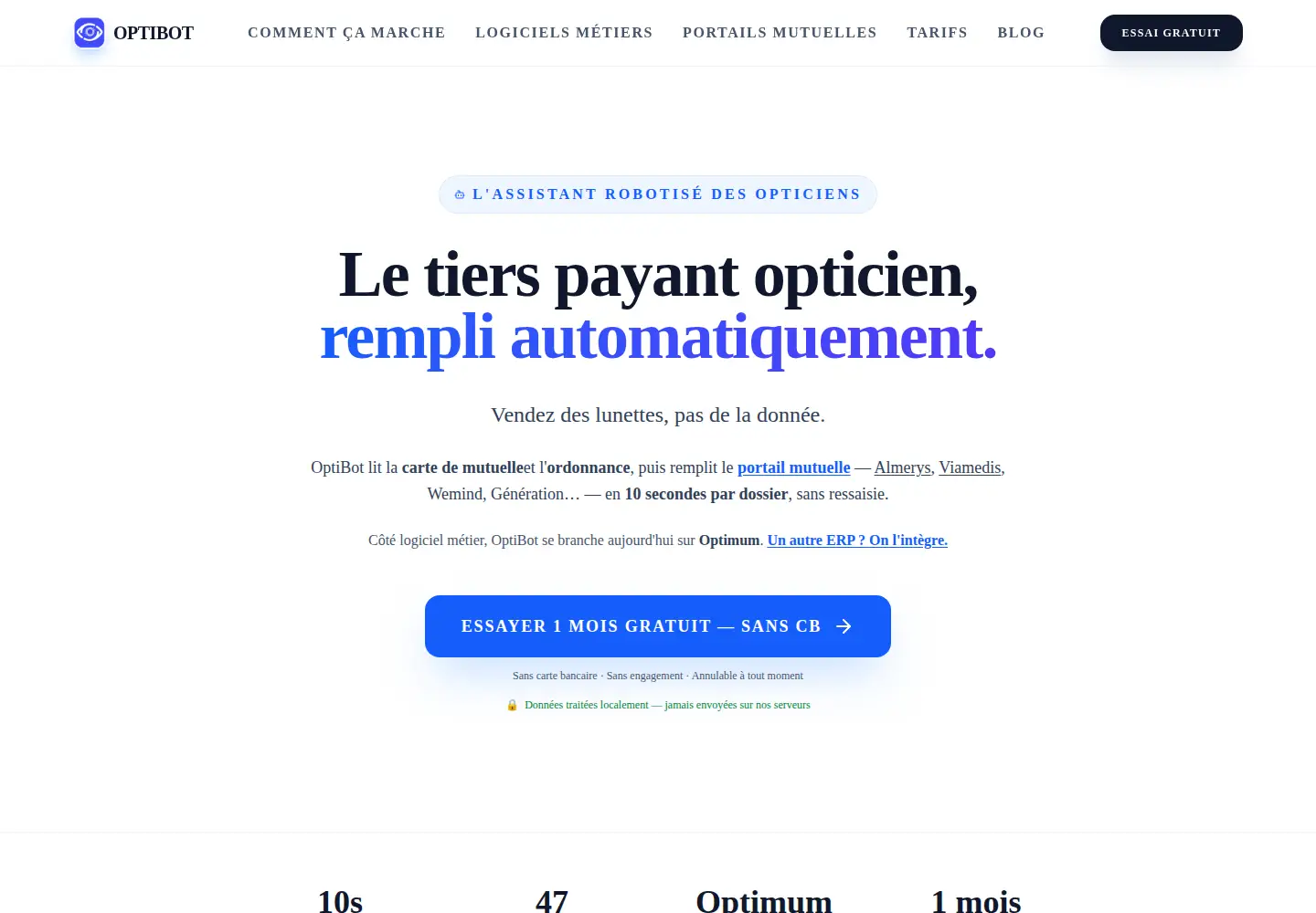 Screenshot of optibot.fr